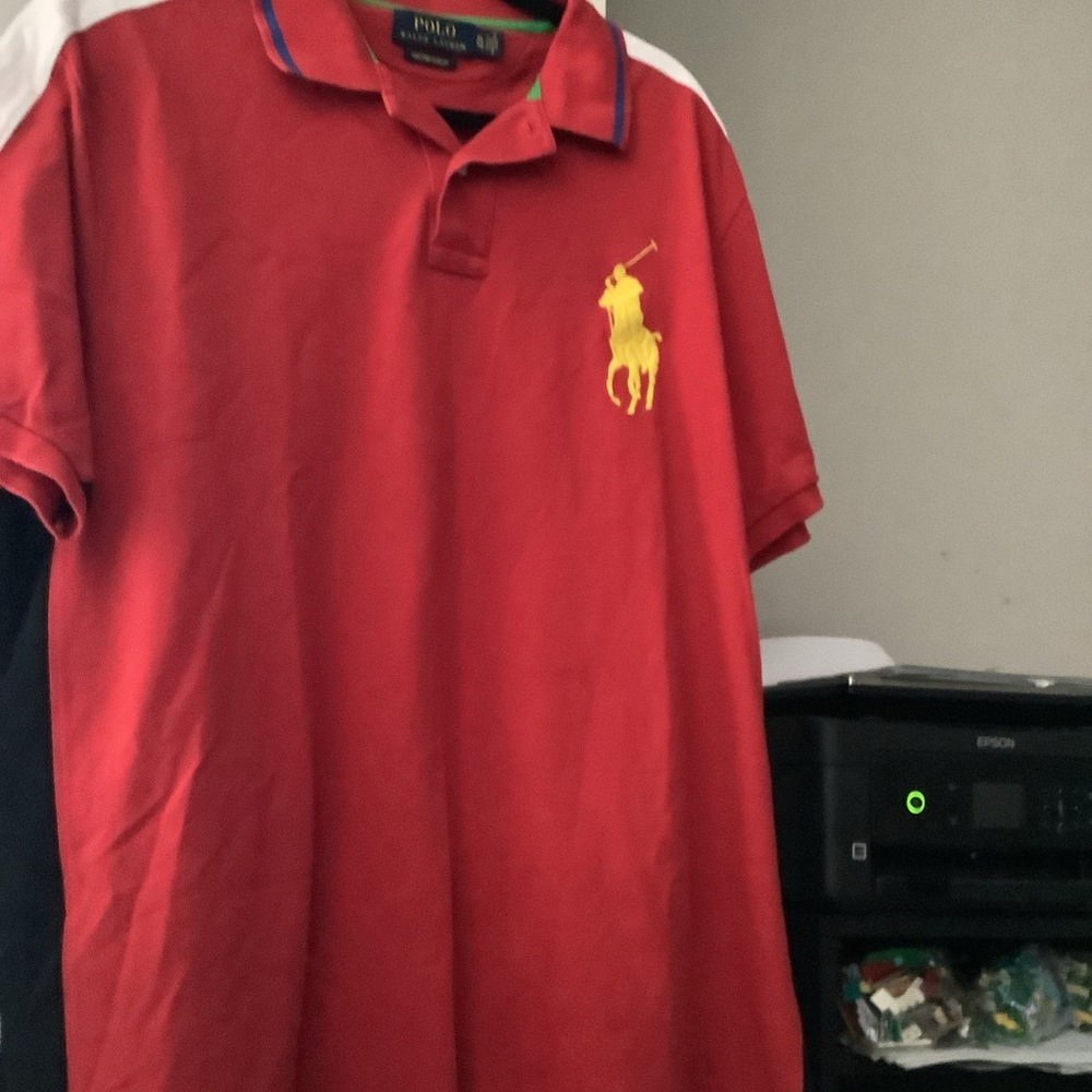 Ralph Lauren Red Polo Shirt with Green Accents